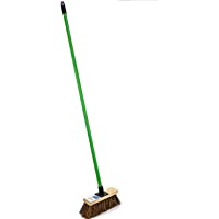 Cepillo rígido para barrer de jardín para exteriores- escoba de 10 pulgadas de ancho- con cabezal de madera y mango de…